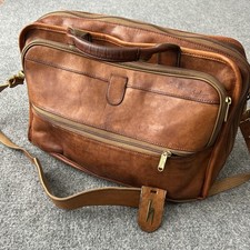 Hartmann Bag Attache Brown Leather Laptop Soft Case Shoulder Briefcase Travel