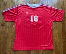 Vintage 90s Adidas Soccer Jersey Mens Size XL Red Blank Pinstripe USA Made