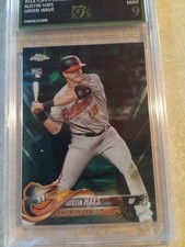 2018 Austin Hays Rookie Card Topps Chrome Green Wave /99 Graded Mint 9. rookie card picture