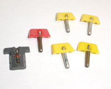 6 aiguilles à jukebox vintage Seeburg 4 jaune 1 rouge 1 grise