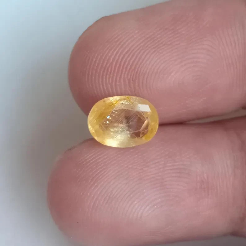 Ceylon Yellow Sapphire Oval, 2.20 Ct Sterling Silver Bridal Ring, Real Sapphire.