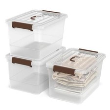 17 QT Plastic Storage Bins with Lids Large Stackable Storage Containers for