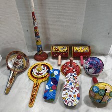 Vintage Tin Toy Noise Makers Lot 10 Kirchhof US Metal Bell Circus Clowns Misc