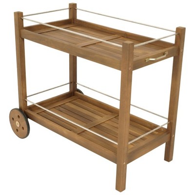 Servierwagen Geschirrwagen Rollenwagen CAPE TOWN 92x48x83cm Akazie geölt 2. WAHL