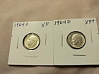 1964D SILVER DIME PAIR--THIS IS THE ITEM YOU WILL GET-FREE SHIP-YOU DECIDE GRADE