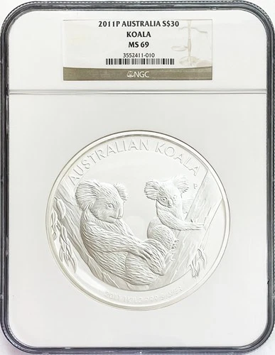2011 SILVER AUSTRALIA 1000g KILO  $30 DOLLAR KOALA NGC MINT STATE 69 PERTH MINT