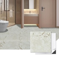 10-Pack Peel and Stick Floor Tiles, 12" x 12", White Grey Vein Marble