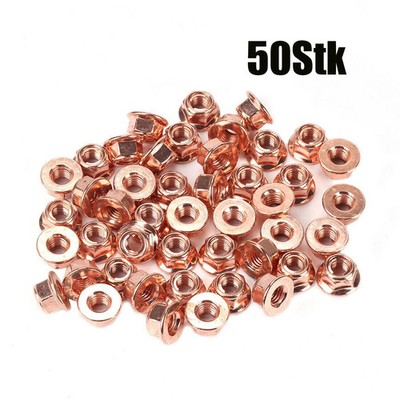 50 Kupfermutter Krümmer Bund M8 x 1,25 SW13 FL Cu Muttern Auspuff Selbstsichernd