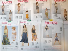 Lot of 7 Burda Young / Style Women's SKIRTS Sewing Patterns Sizes 8-24 Uncut