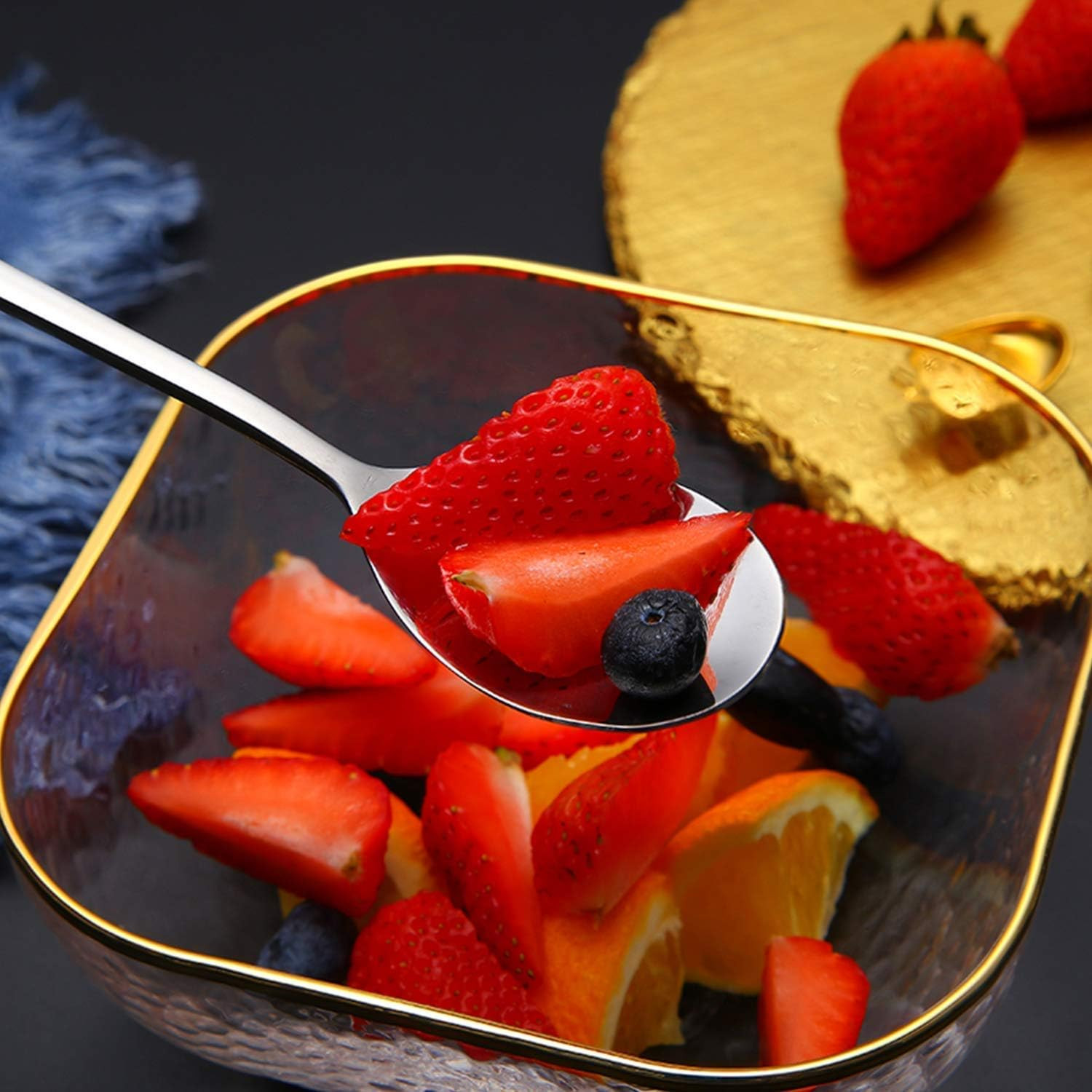 IQCWOOD Spoons, 8 Pieces Stainless Steel Korean Spoons,8.5 Inch Soup Silver 