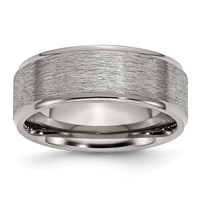 Chisel Titanium Brushed Center 8mm Ridged Edge Band TB42