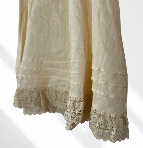 Falda midi de lino bordada para mujer VRG GRL campesino columpio talla 8 TOTALMENTE NUEVA - Imagen 5 de 6