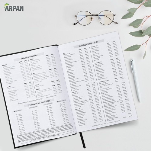 2026 Diary A4 One Day to Page Hardback Cover & Ribbon Marker, Year Planner - Picture 14 of 25