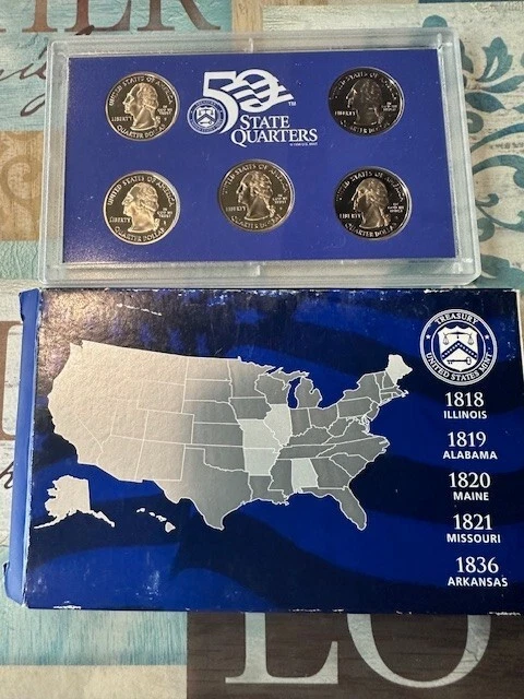 2003 State Quarters Proof Set - Illinois - AL - Maine - Missouri - AR - Image 2 of 4