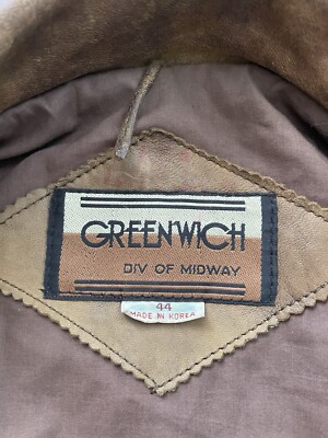 Vintage Leather Bomber Jacket 80/90s Greenwich DIV Of Midway Brown