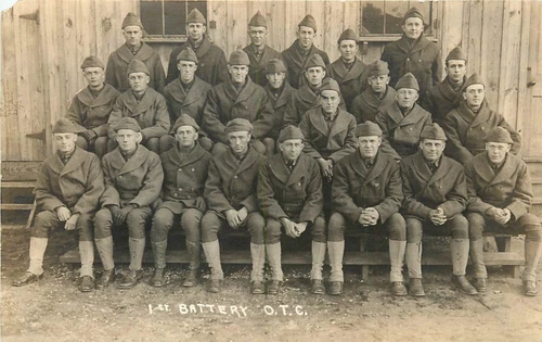 WW1 c1918 1st BATTERY O.T.C. Military Real Photo Postcard/RPPC