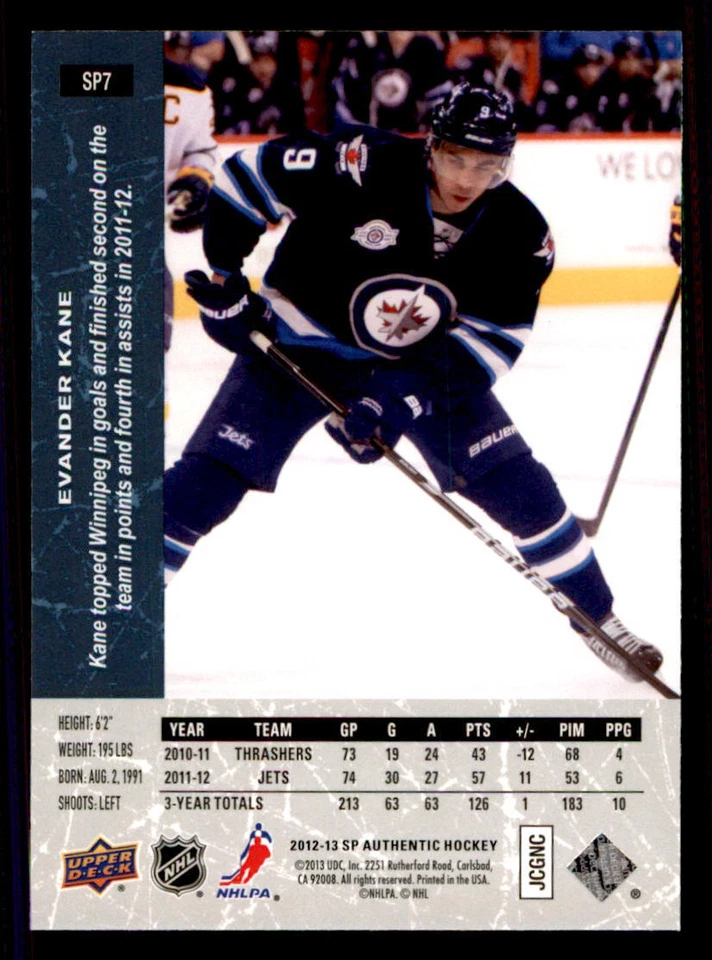 2012-13 SP Authentic 1994-95 SP Retro #SP7 Evander Kane - Image 2 of 2