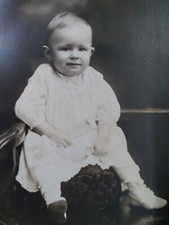 Baby Antique Photo VTG Early 1900s Portrait Smirk Blue Island Chicago IL Shoes