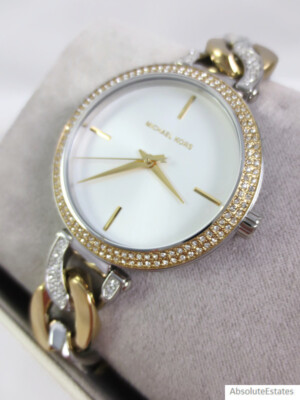 NEW Michael Kors Catelyn Two Tone Silver Gold Stainless Chain