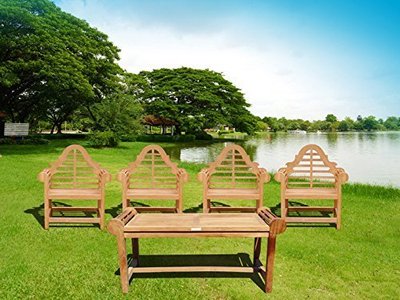  Lutyens 5Pc Set Genuine Grade A Teak, Four 36''W Chairs and 47'' Coffee table
