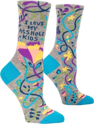 Blue Q Women's Funny Crew Socks I Love my A**hole kids Sock Womens size 5-10)