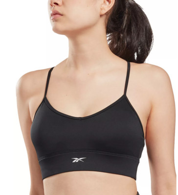 Reebok Women Workout Ready Tri Back Medium Impact Sports Bra Black Size S