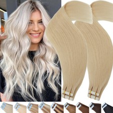 Remy Human Hair Extensions Full Head 20-60Pcs Tape in Virgin Blonde PU Skin Weft
