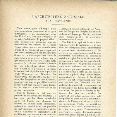 Nationale Architektur in den USA - - - Artikel Presseschnitt 1900