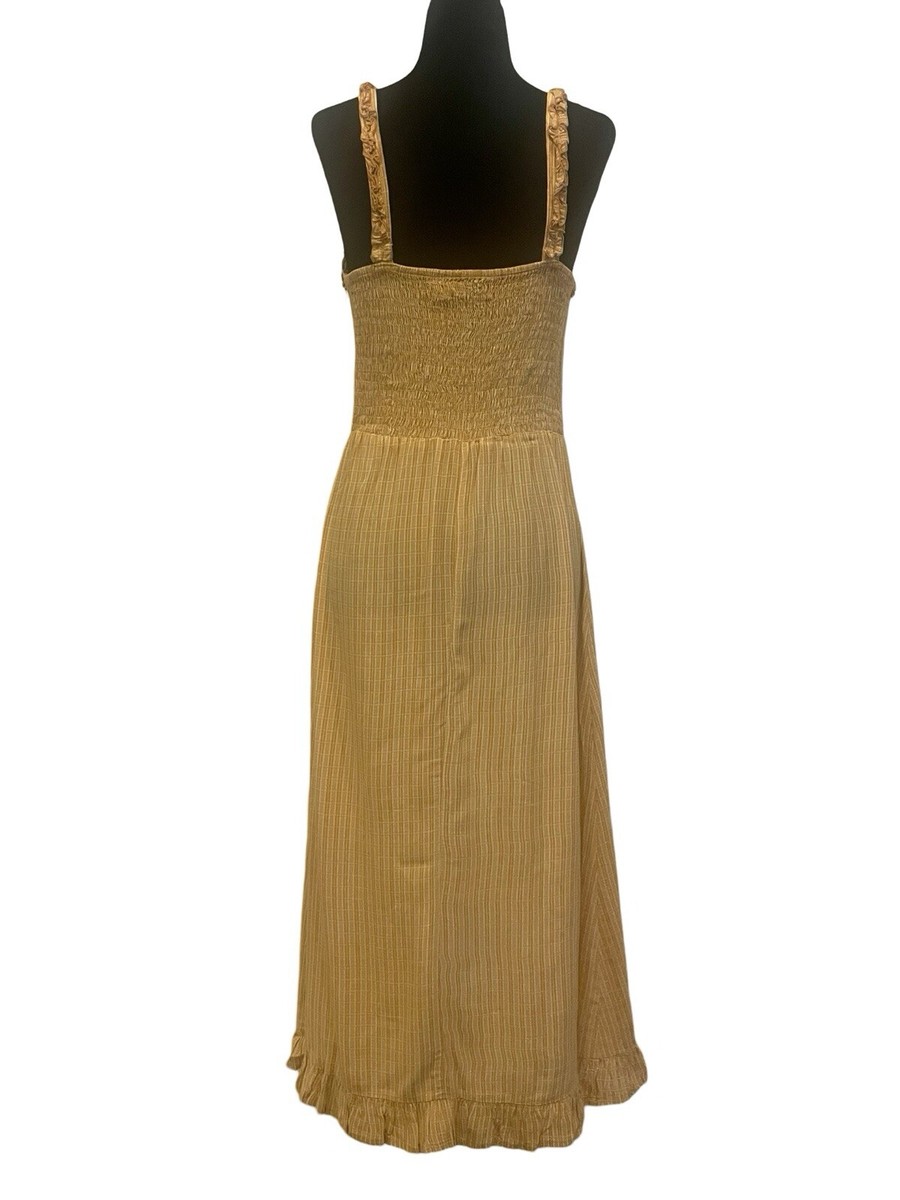 $179 Faithfull the Brand Noemie Mini Plaid Print Ruffle Midi Dress