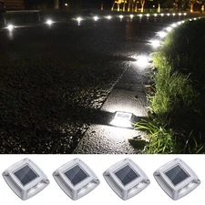 1-8pc LED Solar Deck Lights Outdoor Dock Deck Step Stairs Driveway Sidewalk Lamp