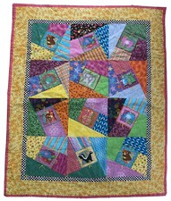 Baby Quilt 40x48  Animals Nature Bright Colors Quality Cotton Fabric Tied