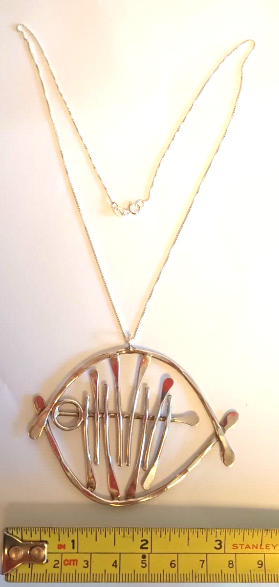 Artisan Made Sterling Silver Fish Bone Skeleton P… - image 3