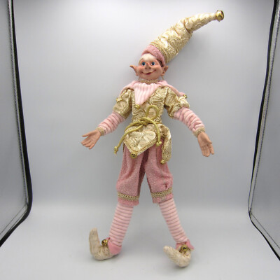 ROBERT STANLEY CHRISTMAS ELF POSEABLE  Elf Fairy DOLLS 16'' Shabby Chic Pink