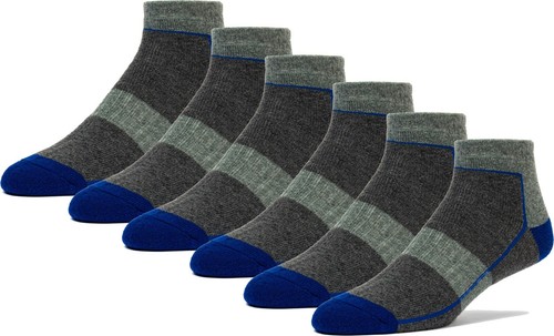 FUN TOES Lightweight Merino Wool Low Cut All Season Hiking Socks 6 Pairs Color - Picture 2 of 4