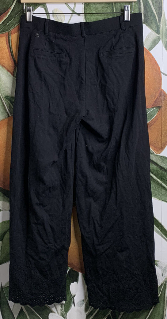 Betabrand Medium Long Laser Cut Wide Leg Crop Black Pants eBay