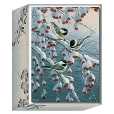 30 Count Boxed Winter Gathering Christmas Cards - Bird Christmas Cards - Glit...