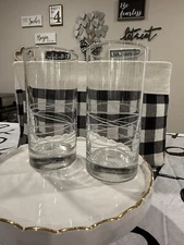 2 MCM Rare Crisa Ice Tea Drinking Glass Tumblers With Etched Wavy Lines