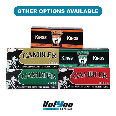 2x Boxes Gambler Full Flavor King Size ( 400 Tubes ) Cigarette Tobacco RYO 