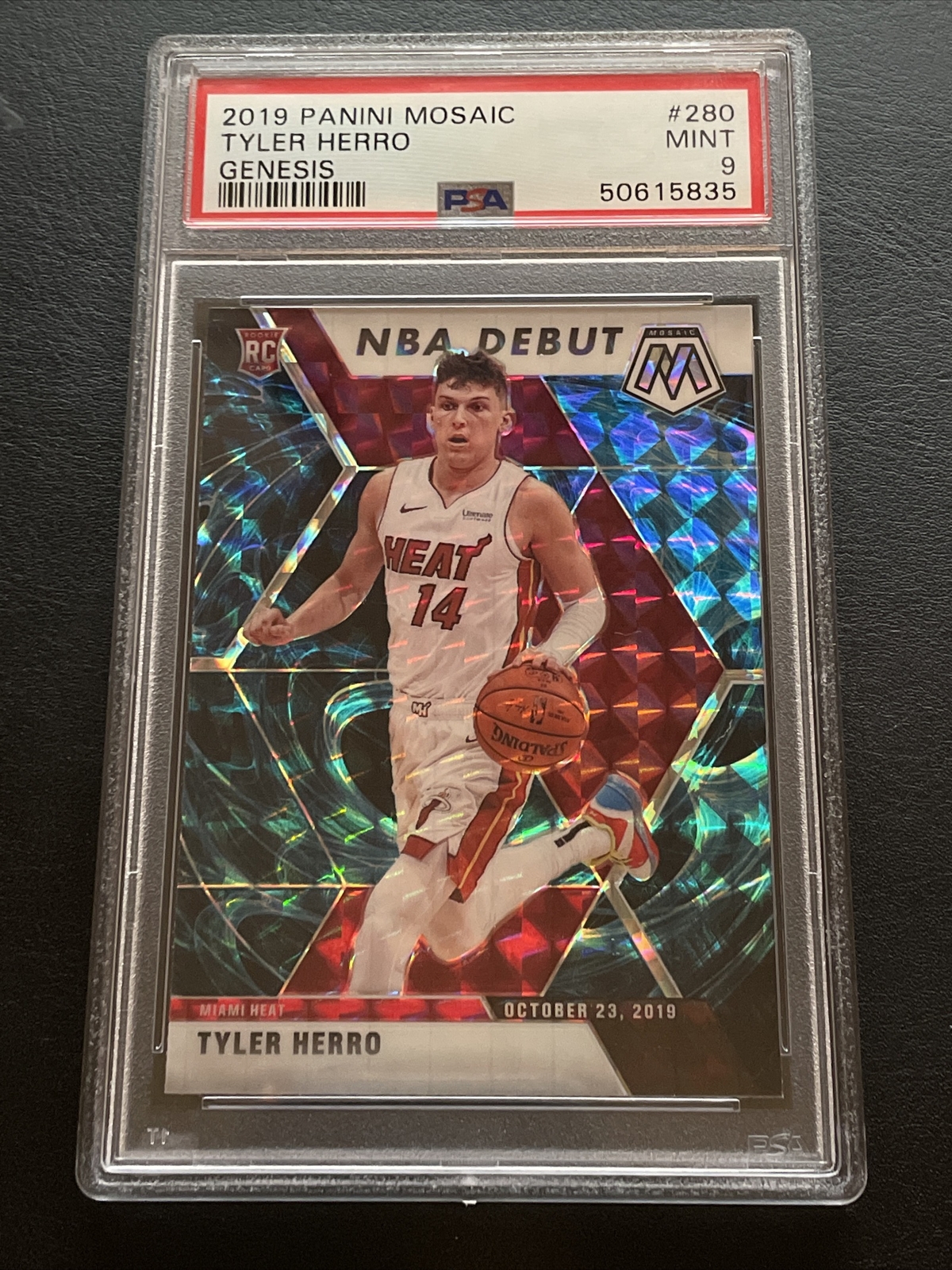 2019-20 Panini Mosaic Tyler Herro NBA Debut #280 Genesis RC PSA 9 MINT