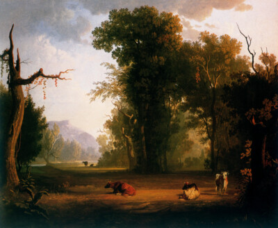 George Caleb Bingham - Landscape with Cattle (1846) 20''x24'' Canvas Art Poster