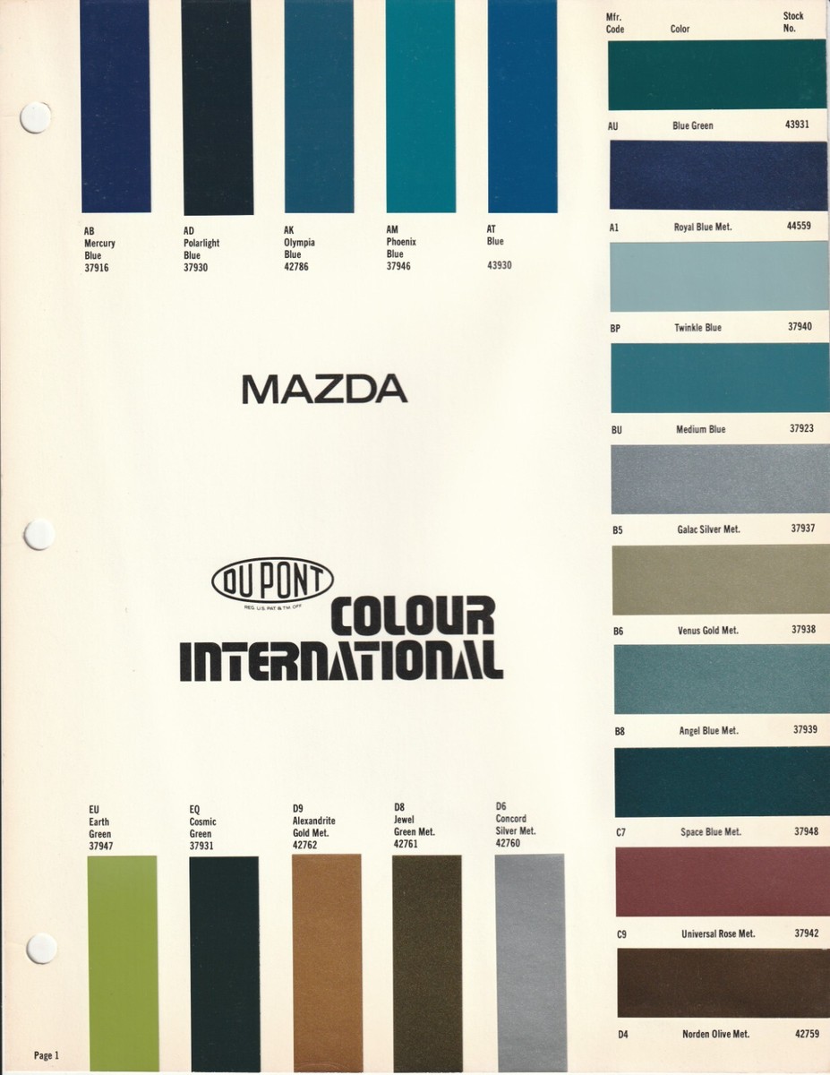 f　39色 1970 1971 1972 1973 1974 1975 1976 1977 1978 1979 1980 MAZDA PAINT