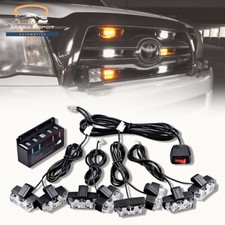 Car Front Amber 2-led Grill Mount Strobe Light Warning Flashing Deck Dash Insert Car Front Amber 2-led Grill Mount Strobe Light Warning Flashing Deck Dash Insert
