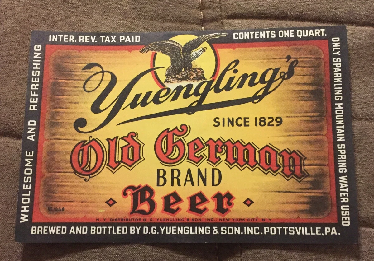 Yuengling's Old German Brand Beer 1 Quart IRTP Label Pottsville Pa | eBay