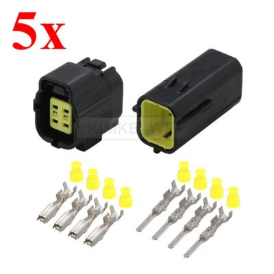 5x Amp Econoseal J Set 4 Pin Waterproof Connector Motorcycle Car New