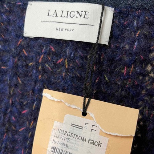 La Ligne Women's Navy Blue Alpaca Wool Blend Fuzzy Wuzzy V-Neck Sweater XS NEW - Picture 5 of 8