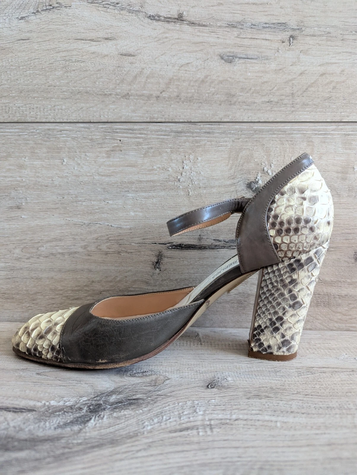 Scarpe decolte tacco Maison Margiela replica cinturino pelle rettile taglia 39