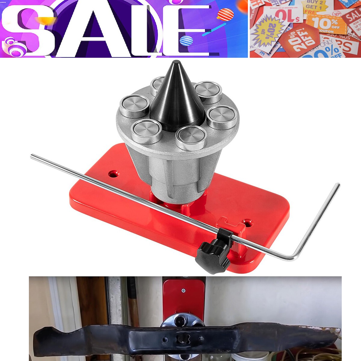 Red Magnetic Wall Mount Professional Lawn Mower Blade Balancer 42
