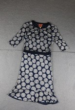 Tory Burch Dress Xs Blue White Silk Kayla Midi Dress Pull Over Jersey