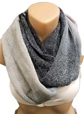 NWT New Directions Women's Black And Gray Ombre Sparkle Infinity Scarf