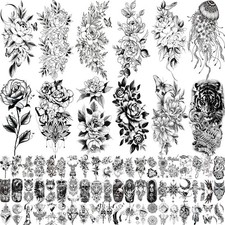 82 Sheets 3D Flowers Temporary Tattoos for Women 22 Piece Set, 82 sheets